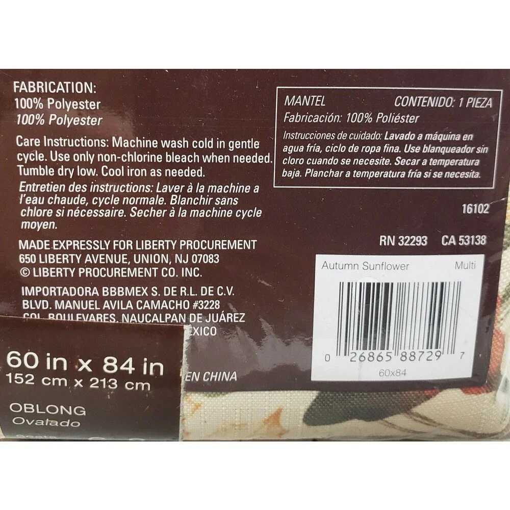 Printed Fabric Tablecloth 60
